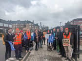 Junior doctors forming a picket line outside St George’s hospital on Monday (March 13) in London. Photo by Lynn Rusk 