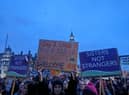 Hundred gathered in Parliament Square to protest the Illegal Immigration Bill. Credit: Lynn Rusk
