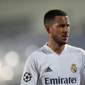  Eden Hazard of Real Madrid looks on  during the UEFA Champions League Semi Final First Leg match  (Photo by Denis Doyle/Getty Images)