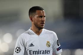  Eden Hazard of Real Madrid looks on  during the UEFA Champions League Semi Final First Leg match  (Photo by Denis Doyle/Getty Images)