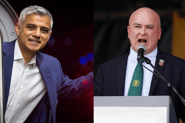 The mayor of London Sadiq Khan (left) and the RMT union leader Mick Lynch (right). Credit: Getty Images