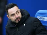  Roberto De Zerbi, Manager of Brighton & Hove Albion, looks on prior to the Premier League match (Photo by Steve Bardens/Getty Images)