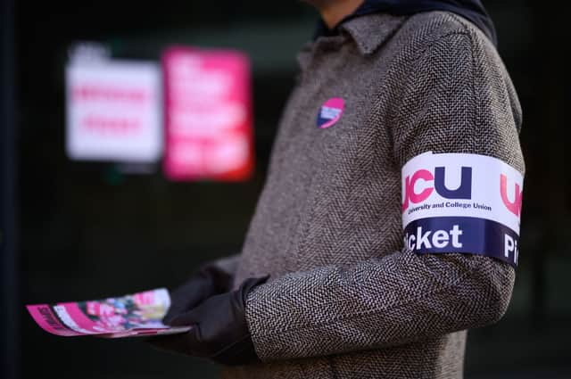 The UCU picket line outside South Bank University in February. (Picture: Leon Neal/Getty Images)
