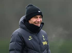  Antonio Conte, Manager of Tottenham Hotspur, smiles during a Tottenham Hotspur training session  (Photo by Alex Davidson/Getty Images)