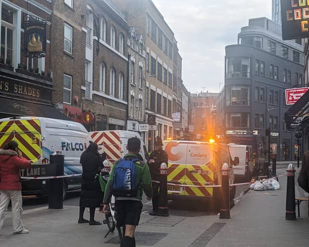 A cordon was in place due to a carbon monoxide leak in Middlesex Street, near Bishopsgate and Liverpool Street station.