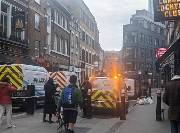 A cordon was in place due to a carbon monoxide leak in Middlesex Street, near Bishopsgate and Liverpool Street station.