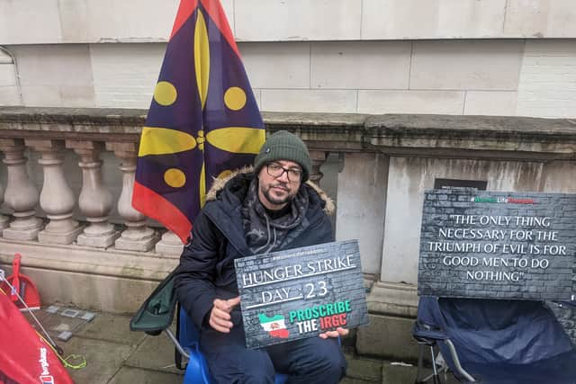 Vahid Beheshti has been on hunger strike for 23 days outside the Foreign Office