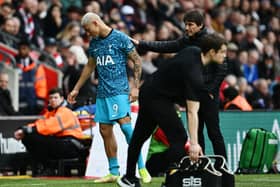  Richarlison of Tottenham Hotspur is embraced by Antonio Conte, Manager of Tottenham Hotspur (Photo by Mike Hewitt/Getty Images)