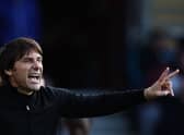 Tottenham Hotspur's Italian head coach Antonio Conte reacts during the English Premier League football match  (Photo by ADRIAN DENNIS/AFP via Getty Images)