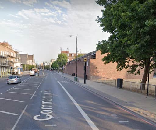 The A13 Commercial Road near Limehouse DLR station has been closed after the incident. Credit: Google