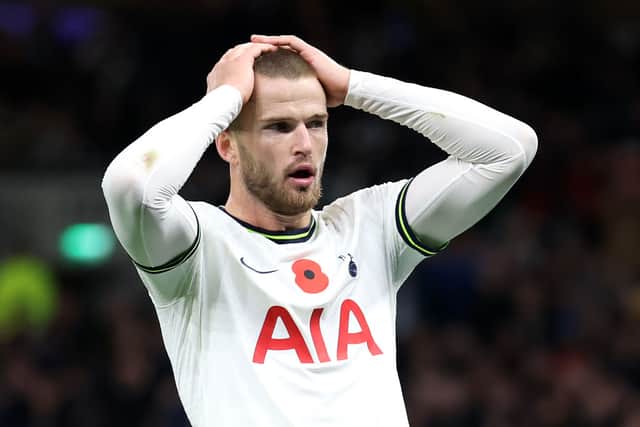 Eric Dier of Tottenham Hotspur reacts during the Premier League match (Photo by Catherine Ivill/Getty Images)
