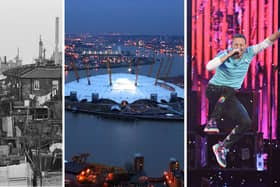 Greenwich Peninsula became home to the Millennium Dome and then the O2 Arena, which has hosted the likes of Coldplay. (Photo by Evening Standard/Hulton Archive/Martin Hayhow/AFP/Gareth Cattermole/Getty Images)
