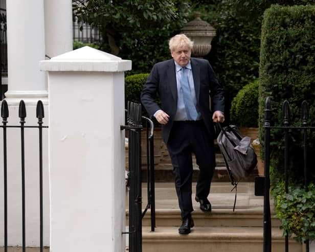 Former PM Boris Johnson leaving his home for the Commons Privileges Committee