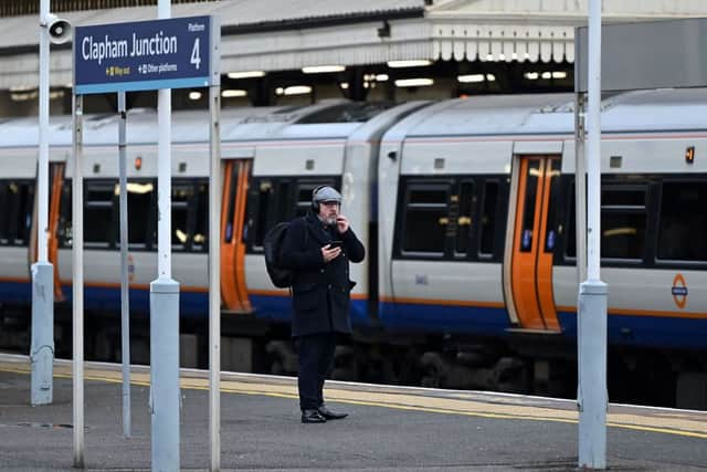 A London Overground train at Clapham Junction