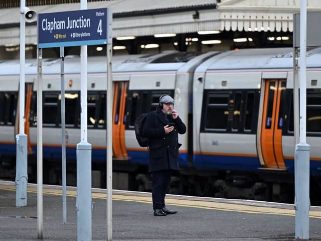 A London Overground train at Clapham Junction