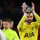 Hugo Lloris of Tottenham Hotspur applauds the fans after the team's victory . (Photo by Mike Hewitt/Getty Images)