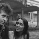 Bob Dylan with Joan Baez in Embankment Gardens, London, in 1965. (Photo by Keystone/Getty Images)