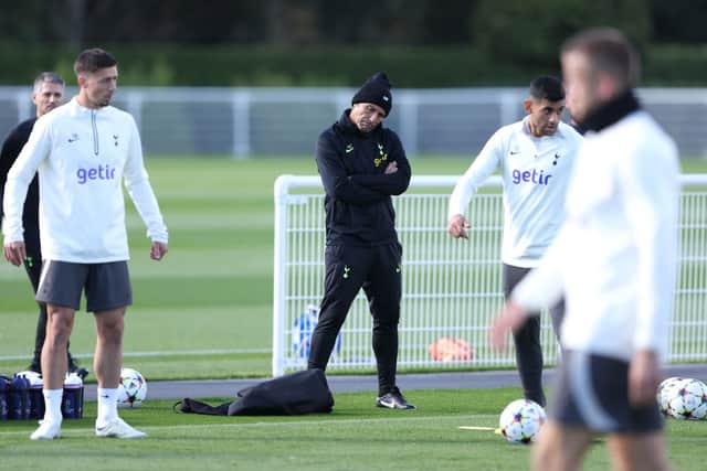 Antonio Conte, head coach of Tottenham Hotspur looks on during the Tottenham Hotspur (Photo by Warren Little/Getty Images)