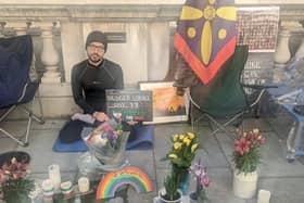 Vahid Beheshti on Day 33 of his hunger strike: Credit: Lynn Rusk