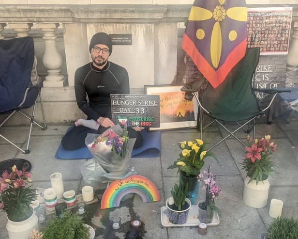 Vahid Beheshti on Day 33 of his hunger strike: Credit: Lynn Rusk
