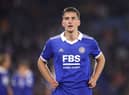 Dennis Praet of Leicester City during the Premier League match between Leicester City and Leeds  (Photo by Alex Pantling/Getty Images)
