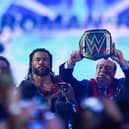 Roman Reigns walks into the arena prior to the WWE and Universal Championship match during the WWE Royal Rumble in January 2023 (Photo: Alex Bierens de Haan/Getty Images)