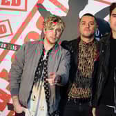 (L-R) James Bourne, Matt Willis and Charlie Simpson of ‘Busted’ announce their 2016 Arena Tour at Soho Hotel on November 10, 2015 in London, England.  (Photo by Ian Gavan/Getty Images)