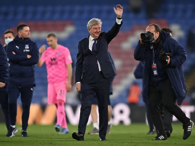 Manager of Crystal Palace waves goodbye to the fans after his last home game (Photo by Justin Setterfield/Getty Images)