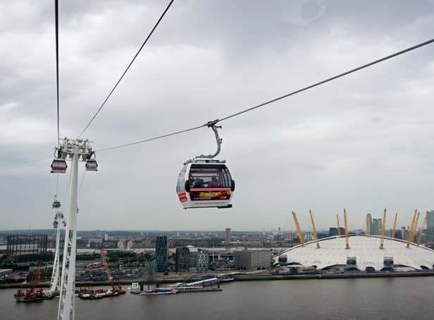 The London cable car connects the O2 with the Royal Docks and City Hall.