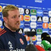 Arsenal head coach Jonas Eidevall believes his side can beat anyone ahead of tonight’s game with Bayern Munich at the Emirates. (Photo by David Price/Arsenal FC via Getty Images)