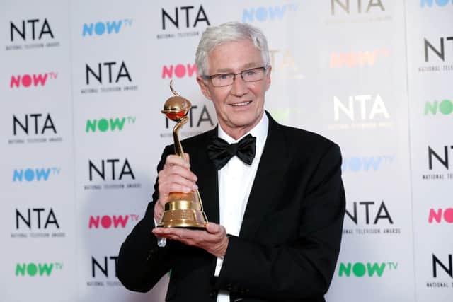 Paul O’Grady with the Special Recognition award “For The Love of Dogs” during the National Television Awards 2018 at the O2 Arena on January 23, 2018 in London, England. (Photo by John Phillips/Getty Images)