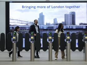 Passengers on the opening day of the new Elizabeth line at Bond Street in October, 2022. (Photo by Isabel Infantes/Getty Images)