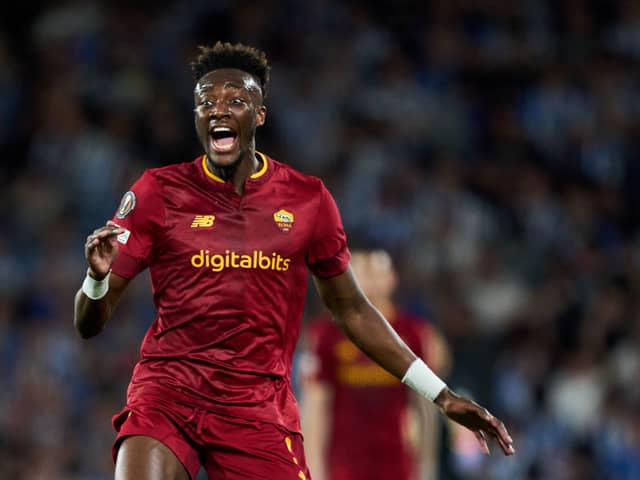 Tammy Abraham of AS Roma reacts during the UEFA Europa League round of 16 leg two match  (Photo by Juan Manuel Serrano Arce/Getty Images)