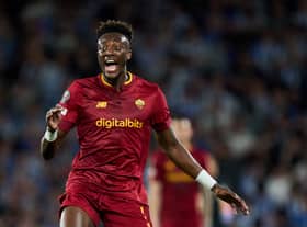 Tammy Abraham of AS Roma reacts during the UEFA Europa League round of 16 leg two match  (Photo by Juan Manuel Serrano Arce/Getty Images)