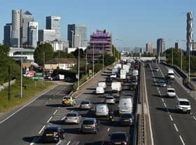 Traffic queuing on the approach to the Blackwall Tunnel. Credit:  Glyn Kirk/AFP via Getty Images. 