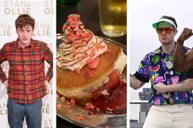 Off Menu Podcast is hosted by Ed Gamble (right) and James Acaster as the genie waiter. (Photos by Eamonn M. McCormack/Getty/André Langlois/Gareth Cattermole)