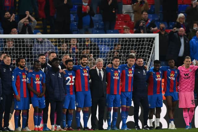 Roy Hodgson, Manager of Crystal Palace, has his photograph taken with Crystal Palace (Photo by Facundo Arrizabalaga - Pool/Getty Images)