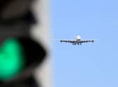 An airplane coming into Heathrow Airport, on the outskirts of west London. Credit: Damien Meyer/AFP via Getty Images.