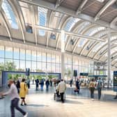 A view of the inside of Old Oak Common station. Credit: HS2 Ltd.