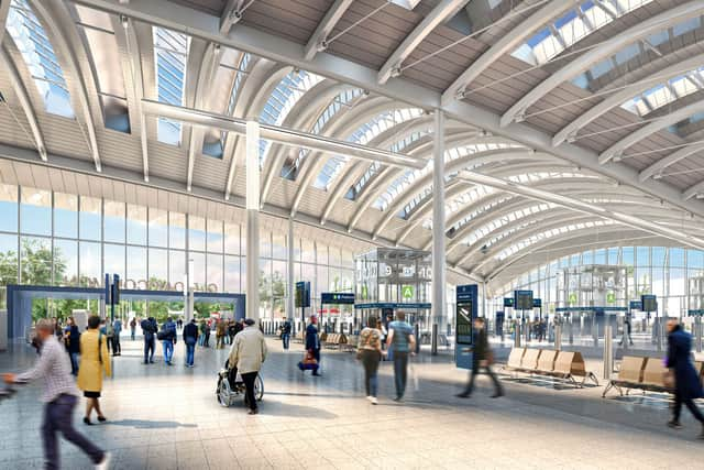 A view of the inside of Old Oak Common station. Credit: HS2.