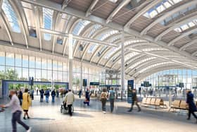 A view of the inside of Old Oak Common station. Credit: HS2 Ltd.