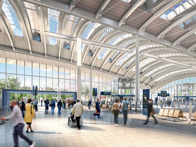 A view of the inside of Old Oak Common station. Credit: HS2.