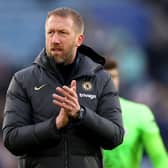 Graham Potter, Manager of Chelsea, applauds the fans after the team’s victory  (Photo by Marc Atkins/Getty Images)