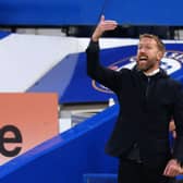 Graham Potter, Manager of Chelsea, reacts during the Premier League match (Photo by Clive Rose/Getty Images)