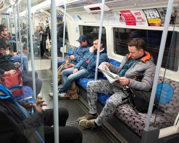 Passengers on the London Underground Jubilee line. (Photo by Leon Neal/Getty Images)