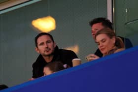 Frank Lampard looks on from the stands prior to the Premier League match (Photo by Ryan Pierse/Getty Images)