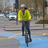 A cyclist riding their bike on a cycleway in south London. Credit: Susannah Ireland/AFP via Getty Images.