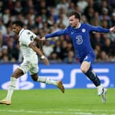Rodrygo of Real Madrid is fouled by Ben Chilwell of Chelsea, which results in a Red Card for Ben Chilwell (Photo by Florencia Tan Jun/Getty Images)