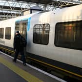 A South Western Railway train at at Waterloo station.  (Photo by Leon Neal/Getty Images)