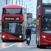 London buses have bounced back to 87% of the passenger numbers recorded pre-pandemic. Credit: Justin Tallis/AFP via Getty Images.